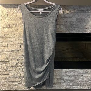 Leith Gray Ruched Asymmetrical Sheath Dress